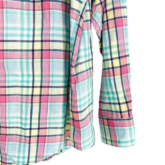 Brooks Brothers Shirt Mens XL Green Pink Plaid Irish Linen Button Up Extra Large - Picture 6 of 10